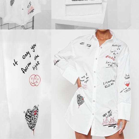 Shein,Graffiti Cool Art-2-Wear, Shirt! Button-Up Shirt Dress,Cover-Up, Size 4X - Picture 7 of 10